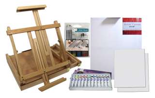   Wooden TableTop Easel Oil Studio Art Supplies Painting Set  