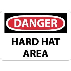D46P   Danger, Hard Hat Area, 7 X 10, Pressure Sensitive Vinyl 