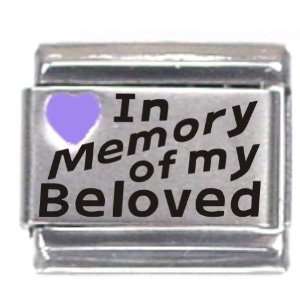  In Memory Of My Beloved Purple Heart Laser Italian Charm 