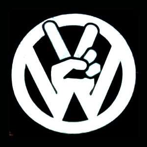  VW VOLKSWAGEN PEACE SYMBOL   Vinyl Decal Sticker 5 WHITE 