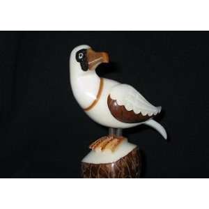  Ivory Blue footed Booby Tagua Nut Figurine Carving, 4 x 4 