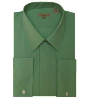  Mens Dark Lime/Green French Cuff Dress Shirt Clothing