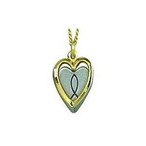  Gss Double Heart with fish Necklace