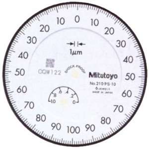 Mitutoyo 2109SHB 10 Dial Indicator, M2.5X0.45 Thread, 8mm Stem Dia 