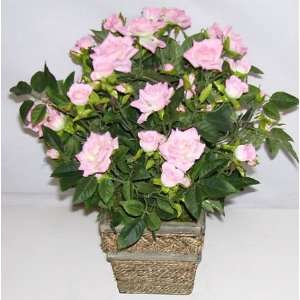  13 Silk Rose bush in Wooden Container * 