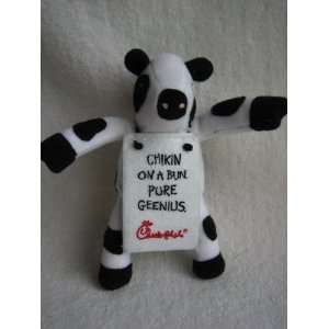  6 Chick Fil A Plush Cow Toy with placard Chikin on a Bun 
