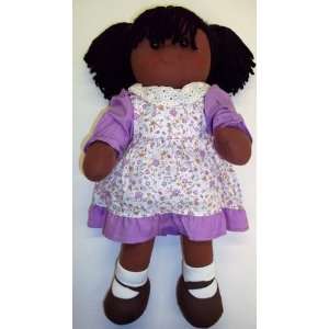  Rag Doll 16 Tall   Dark Skin   Brunette   Purple Dress 
