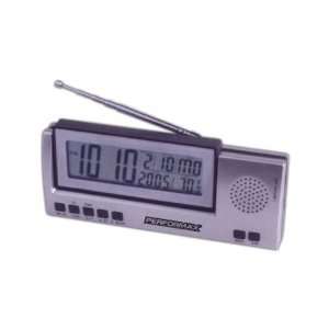   Jumbo LCD radio with clock, day, date and temperature.