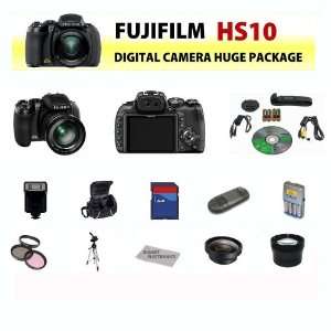 Fujifim HS10 10MP Digital Point and Shoot Camera (Black) + Huge Value 