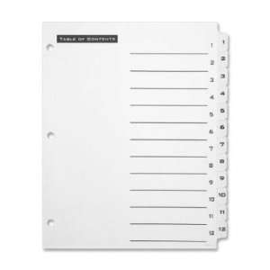  Avery Avery Black and White Table of Content Tab Dividers 