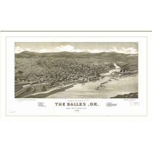 Historic The Dalles, Oregon, c. 1884 (L) Panoramic Map Poster Print 