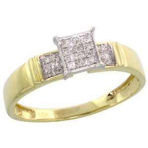 10k Gold Square Diamond Ring, w/ 0.12 Carat Brilliant Cut Diamonds, 1 