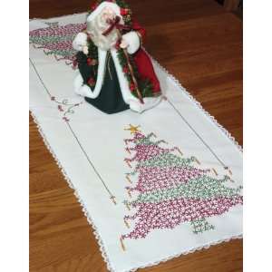   Lace Edge Table Runner 15X42 Christmas Tree