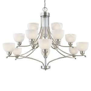   Light 48ö Brushed Nickel Chandelier with Etched Marble Glass 1428 84