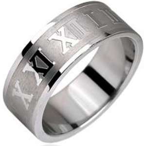  Size 6  Spikes 316L Stainless Steel Roman Numerals Ring Jewelry