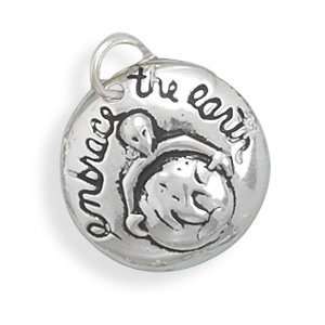  Green Living Embrace The Earth Charm Sterling Silver 