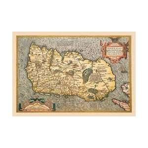  Map of Ireland 12x18 Giclee on canvas