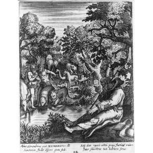   Ecclesiastical hermit,waterhole,natives,animals,1652