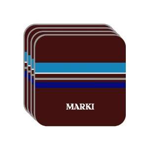 Personal Name Gift   MARKI Set of 4 Mini Mousepad Coasters (blue 