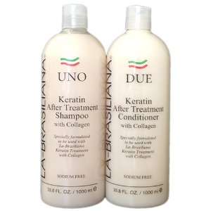 LA BRASILIANA UNO Keratin After Treatment Shampoo 32oz + Conditioner 