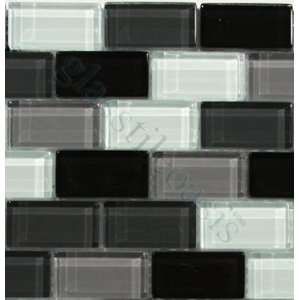   Black Horizon Glass Blends Glossy Glass Tile   17500