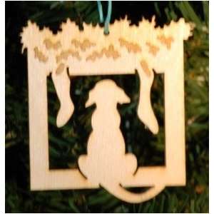  Dog Sitting at Fireplace Holiday Ornament