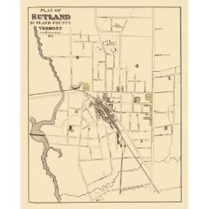    RUTLAND VERMONT (VT/RUTLAND COUNTY) MAP 1876