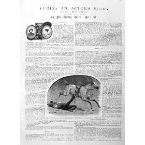  1885 ILLUSTRATION STORY CURLY MAN FALLEN HORSE PRINT