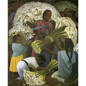 Diego Rivera 33.5W by 40.5H  The Flower Vendor CANVAS 