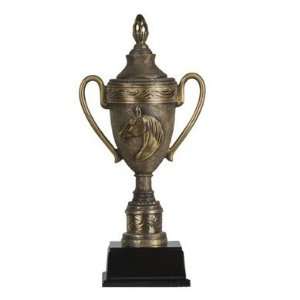  Horse Head Brass Finish Trophy Cup, 12 inches H (M)