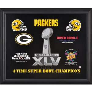  Mounted Memories Green Bay Packers 19x23 Four Time Super 