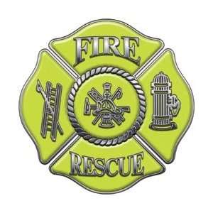 Fire Rescue Maltese Cross Decal   Yellow   12 h 