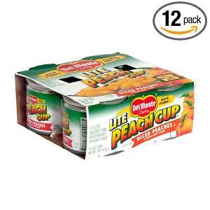 Del Monte Fruit Cup, Lite Diced Peaches, 4 Count Cups (Pack of 12)