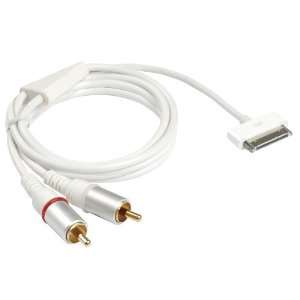   Feet Ipod 30Pin To Rca Stereo Cable, White
