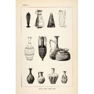  1878 Wood Engraving Ancient Cyprus Dali Glassblowing Vase 