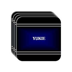 Personal Name Gift   YUKIE Set of 4 Mini Mousepad Coasters (black 