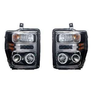 FORD F 250/SUPER DUTY 08 UP PROJECTOR HEADLIGHT HALO BLACK CLEAR AMBER 