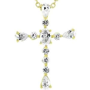  Michele Mies Goldtone Cubic Zirconia Cross Necklace 