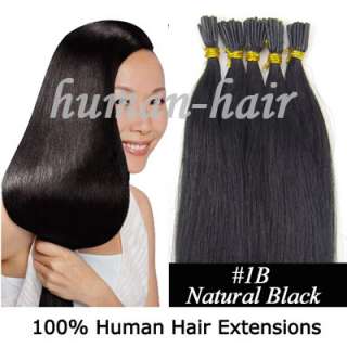 20INDIAN REMY stick tip human hair extensions 100s#1B  