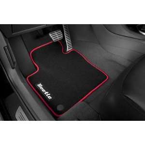   VW Mojo Mats for 2012 Beetle Black w/Red Serging Rnd Clip Automotive