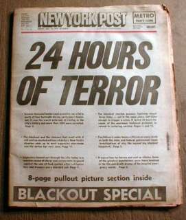 BEST 1977 NEW YORK CITY BLACKOUT newspaper NY Post special edition w 