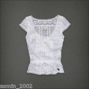 NWT Abercrombie & Fitch Womens Lindsey White Blouse L MSR $ 68  