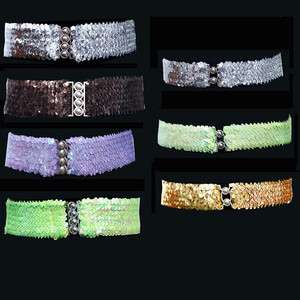 Iridescent Sequins Stretchable Cinch Belt  