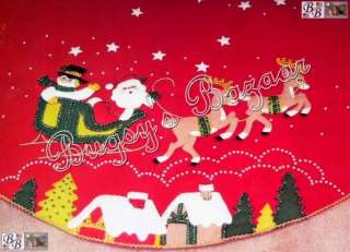 Bucilla OVER THE ROOFTOPS Felt Christmas Tree Skirt Kit   Santa 