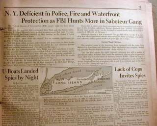   II newspaper 8 NAZI GERMANY Sabotage Agents land by sub & are CAPTURED