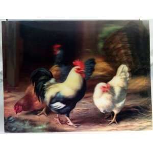  3D Lenticular Stereoscopic Print Paint Picture   Roosters 