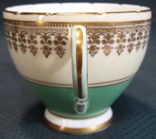 Wellington China England Green Band Gold Floral Cup  