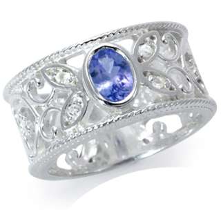   Tanzanite 925 Sterling Silver Filigree Band Ring(RN2074034.0001