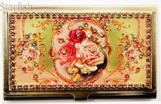 Michal Negrin Victorian Style Roses Business Credit Card Case  