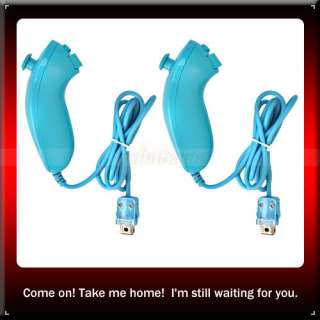 2XNew System Nunchuck Controller For Nintendo Wii Light Blue 1 Year 